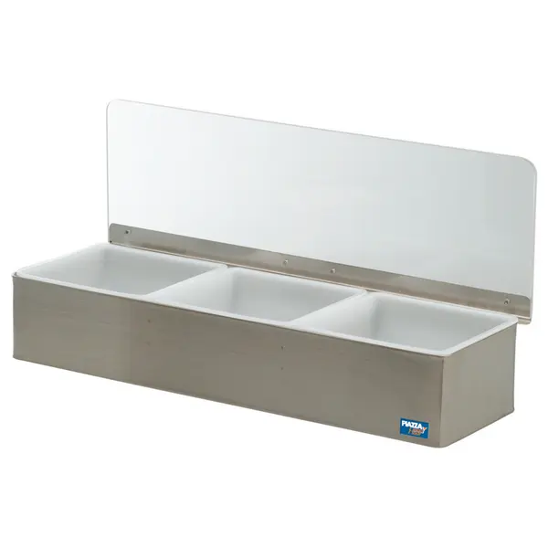 Boîte à condiments 3 bacs en inox, 45 cm