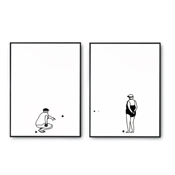 Affiche pétanque en couple (duo de deux affiches)